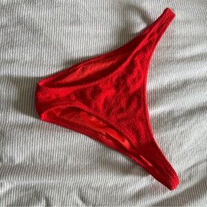 Red Terry Cloth Triangl Bikini Bottom
